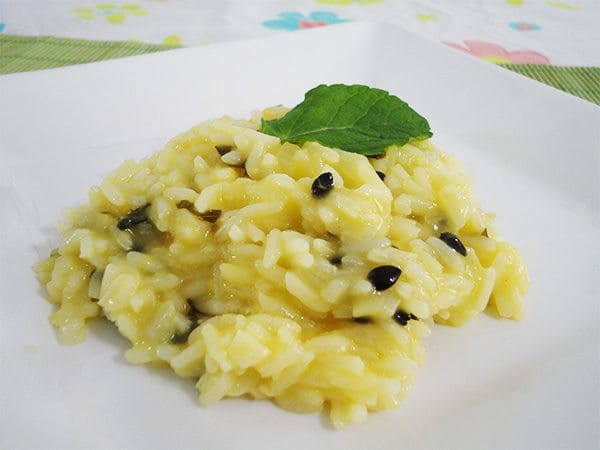 Risoto de maracujá com manjericão
